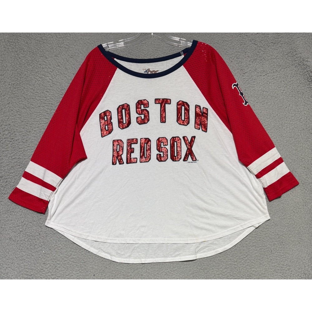 G-III 4Her by Carl Banks Boston Red Sox long sleeve shirt Womens Large Glitter